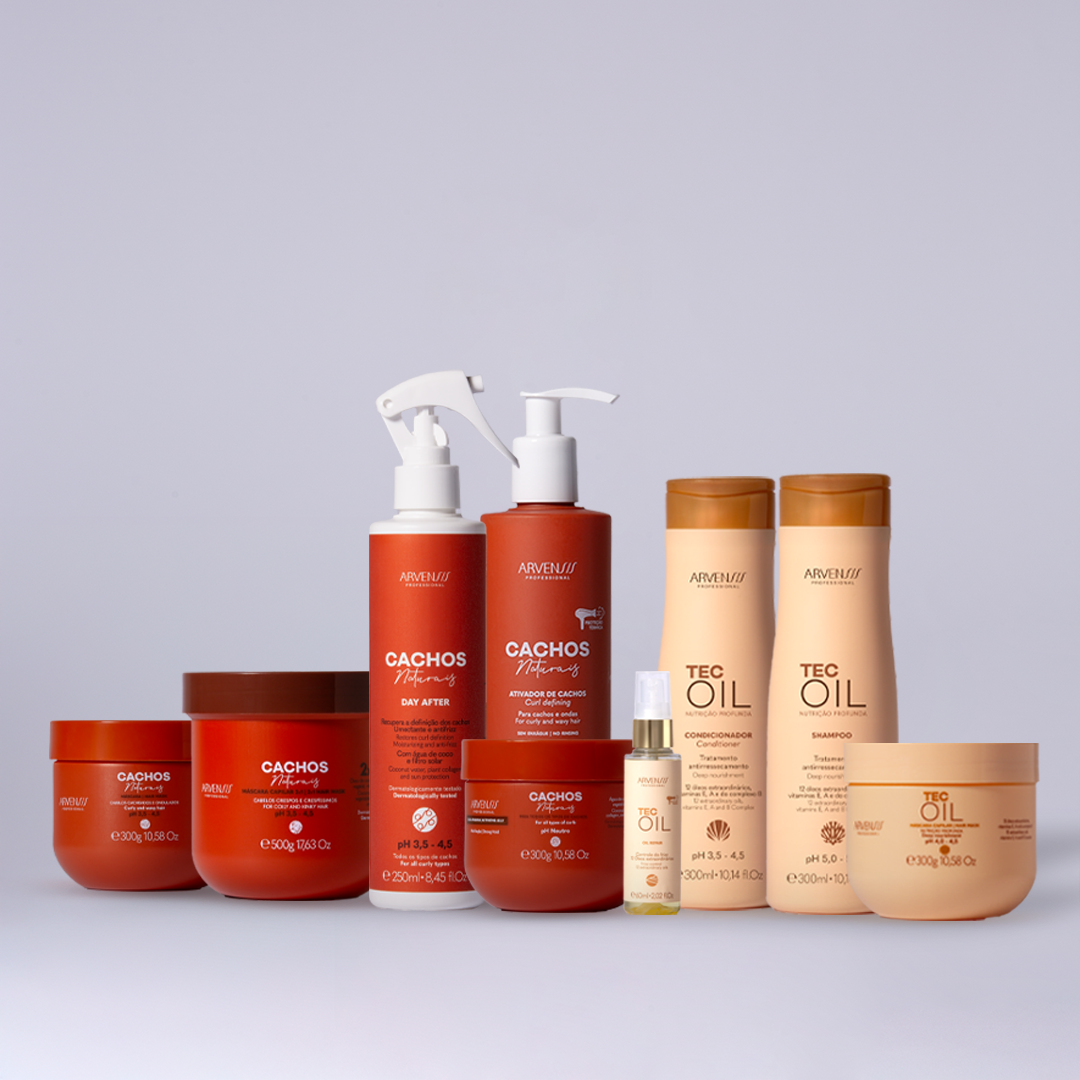 Kit Tec Oil + Cachos Naturais - Cabelos Cacheados e Ondulados (Grátis Unidose + pente)