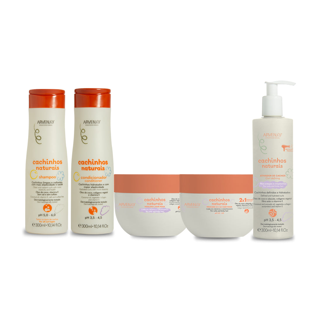 KIT CACHINHOS NATURAIS - CABELOS CRESPOS E CRESPÍSSIMOS