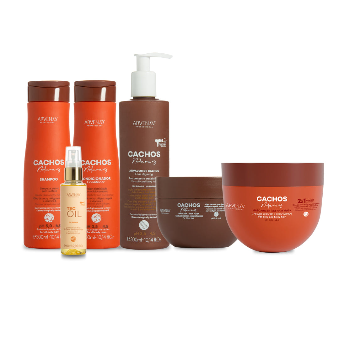 KIT COMPLETO ARVENSIS CRESPOS E CRESPÍSSIMOS: HIDRATAÇÃO, DEFINIÇÃO E CONTROLE DO FRIZZ PARA CACHOS PERFEITOS